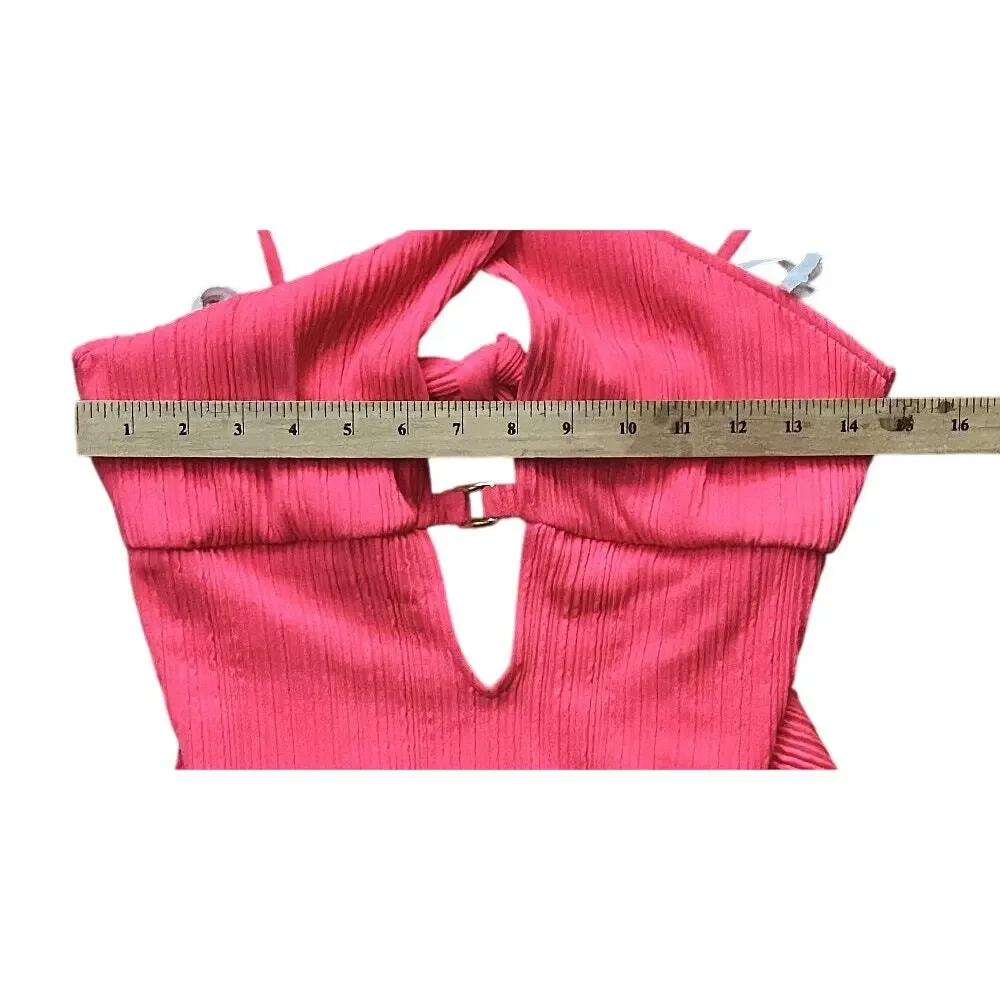 NWT BECCA by Rebecca Virtue Moon Ridge High-Neck One-Piece Coral Swimsuit Large